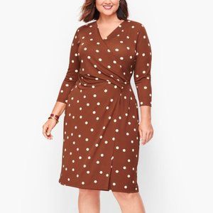 Talbots Rust and Cream Faux Wrap Dress 1X